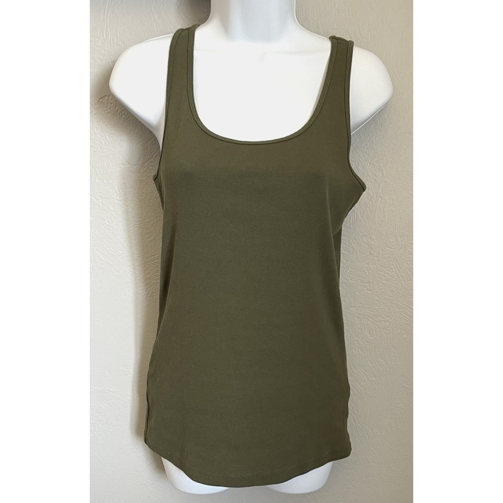 a.n.a Womens Tribeca Tank Top Green Scoop Neck Sleeveless Size Large